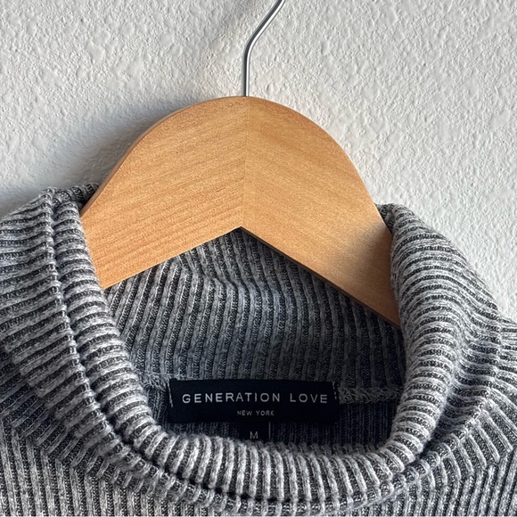Generation Love Charcoal Ribbed Knit Turtleneck Sweater Longsleeve Layering Top - Picture 5 of 9